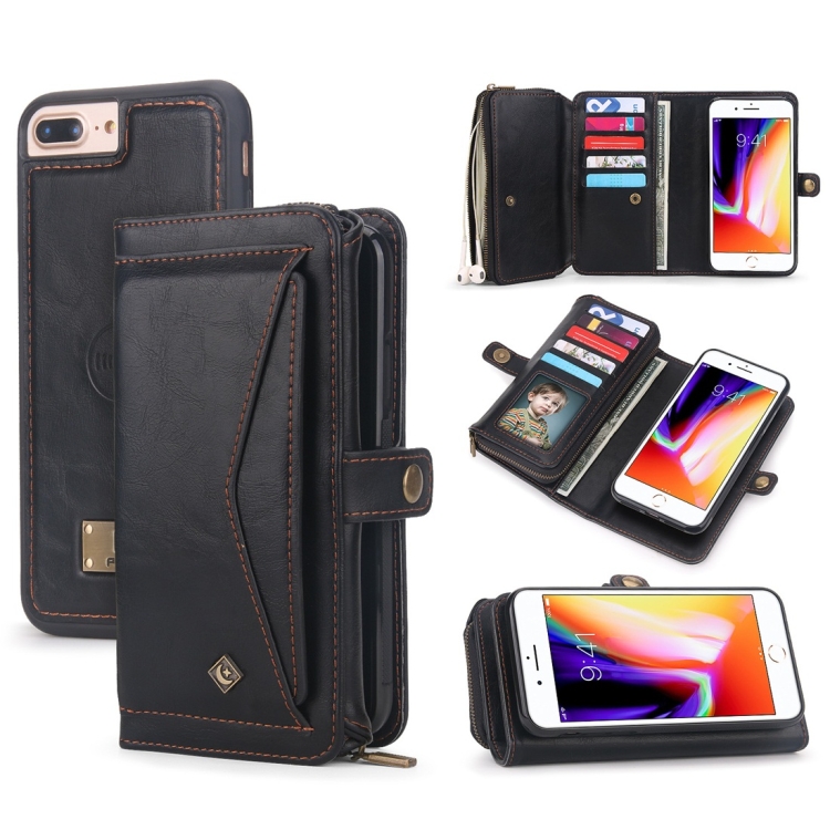 

For iPhone 6 Plus / 6s Plus / 7 Plus / 8 Plus POLA Multi-function TPU + PC Magnetic Horizontal Flip Leather Case with Holder & Card Slots & Wallet & Photo Frame(Black)