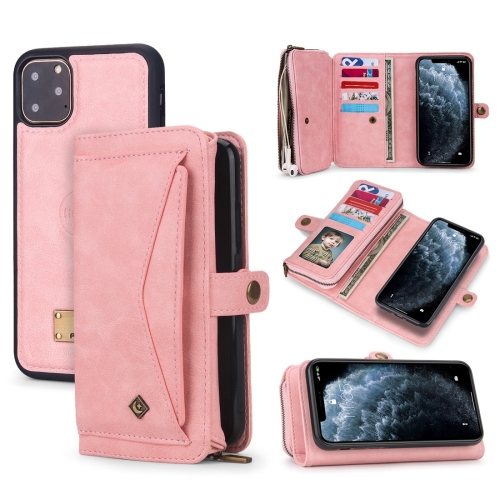 

For iPhone 11 Pro POLA Multi-function TPU + PC Magnetic Horizontal Flip Leather Case with Holder & Card Slots & Wallet & Photo Frame(Pink)