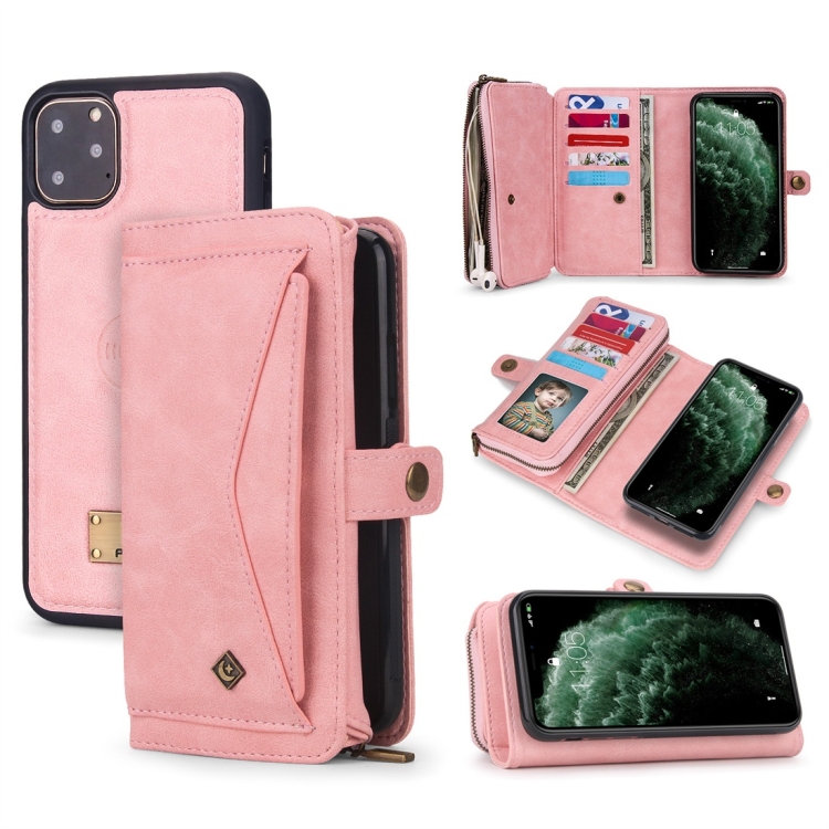 

For iPhone 11 Pro Max POLA Multi-function TPU + PC Magnetic Horizontal Flip Leather Case with Holder & Card Slots & Wallet & Photo Frame(Pink)