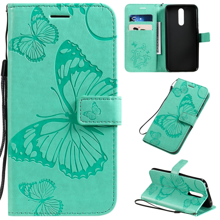 

For Xiaomi Redmi 8 Pressed Printing Butterfly Pattern Horizontal Flip PU Leather Case with Holder & Card Slots & Wallet & Lanyard(Green)