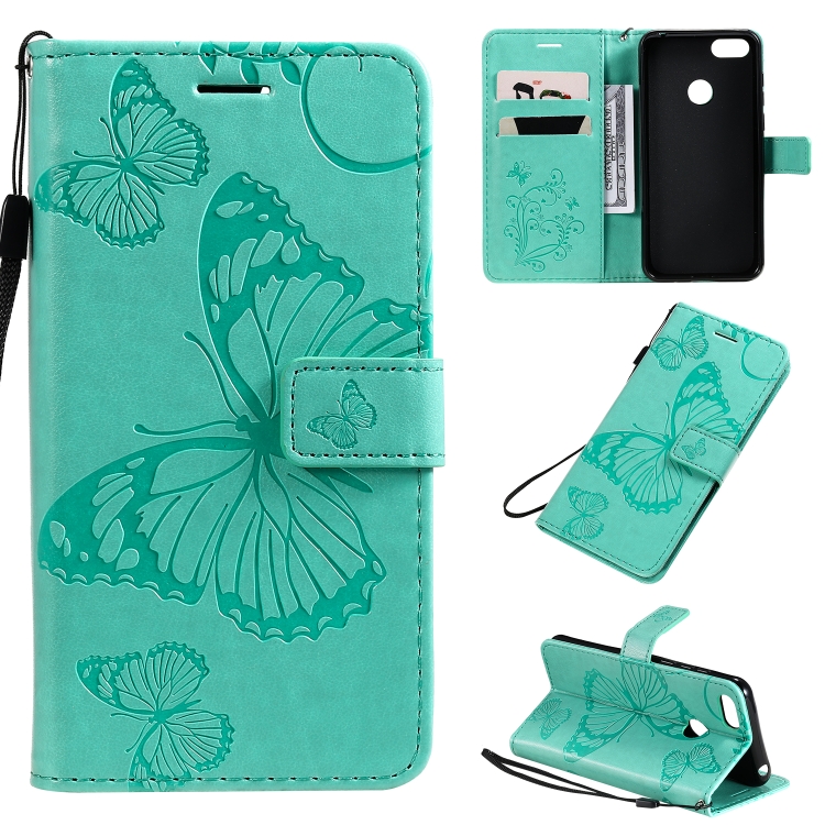 

For Motorola E6 Play Pressed Printing Butterfly Pattern Horizontal Flip PU Leather Case with Holder & Card Slots & Wallet & Lanyard(Green)