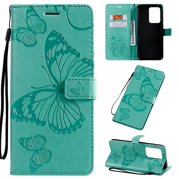 

For Galaxy S20+ Pressed Printing Butterfly Pattern Horizontal Flip PU Leather Case with Holder & Card Slots & Wallet & Lanyard(Green)