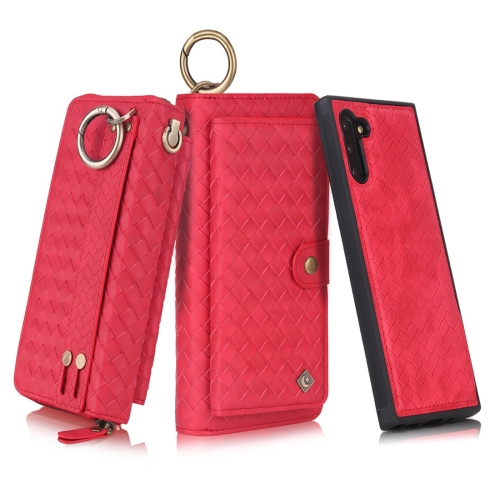 

For Galaxy Note 10 POLA Multi-function Fashion Weave Magnetic Horizontal Flip Leather Case with Card Slots & Wallet & Photo Frame & Lanyard(Red)