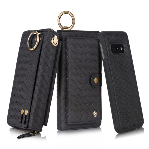 

For Galaxy S10e POLA Multi-function Fashion Weave Magnetic Horizontal Flip Leather Case with Card Slots & Wallet & Photo Frame & Lanyard(Black)