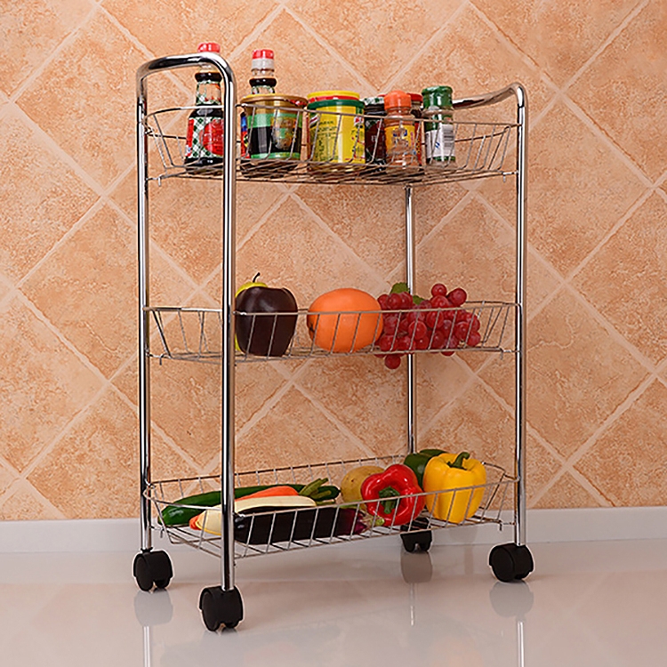 

Kitchen Trolley Rack Condiment Shelf with Pulley, Size:3-layer
