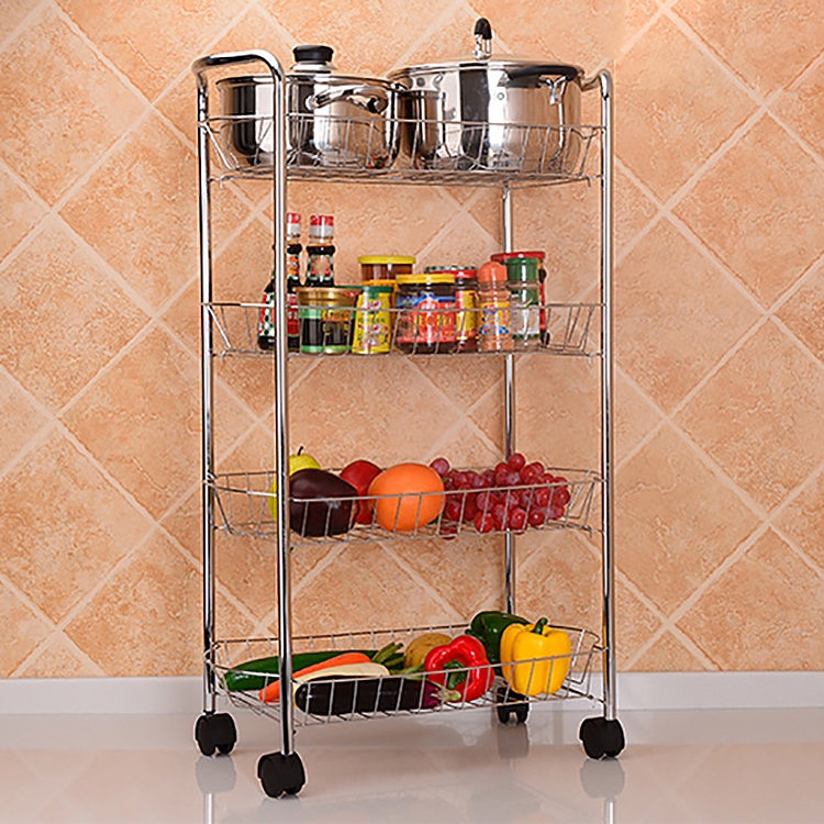 

Kitchen Trolley Rack Condiment Shelf with Pulley, Size:4-layer