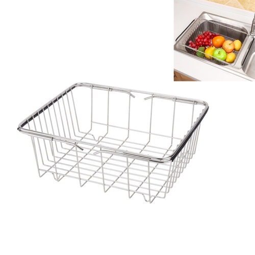 

Kitchen Dish Drainer Sink Drain Basket Washing Vegetable Fruit Drying Holder Stainless Steel Adjustable Rack, Size:Ordinary Style