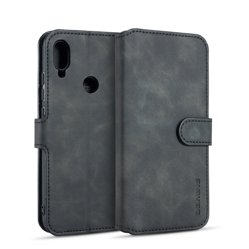 

For Huawei Y6(2019) DG.MING Retro Oil Side Horizontal Flip Case with Holder & Card Slots & Wallet(Black)