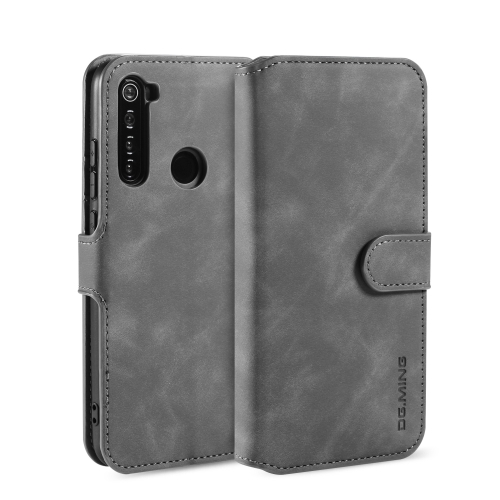 

For Xiaomi Redmi Note 8T DG.MING Retro Oil Side Horizontal Flip Case with Holder & Card Slots & Wallet(Grey)