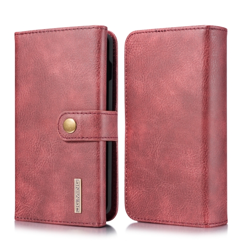 

For Galaxy S10 Plus DG.MING Triple Fold Crazy Horse Texture Magnetic Horizontal Flip Leather Case with Holder & Card Slots & Wallet(Red)