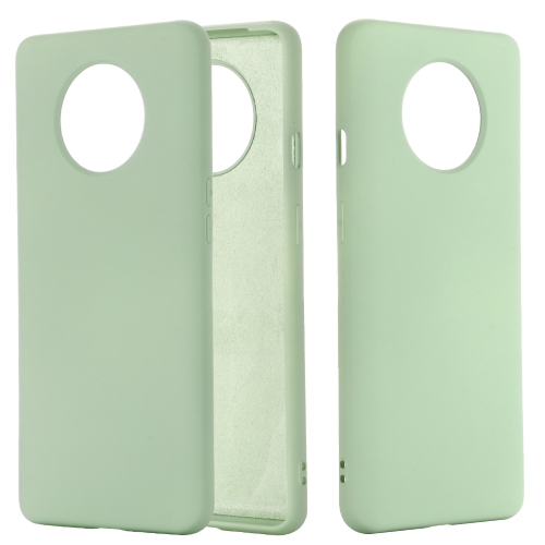 

For OnePlus 7T Solid Color Liquid Silicone Shockproof Full Coverage Protective Case(Green)