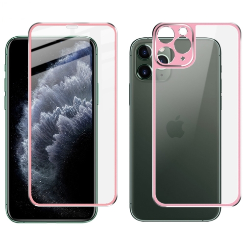 

For iPhone 11 Pro Max IMAK Metal Frame Full Screen Tempered Glass Film Screen Film + Back Film(Pink)