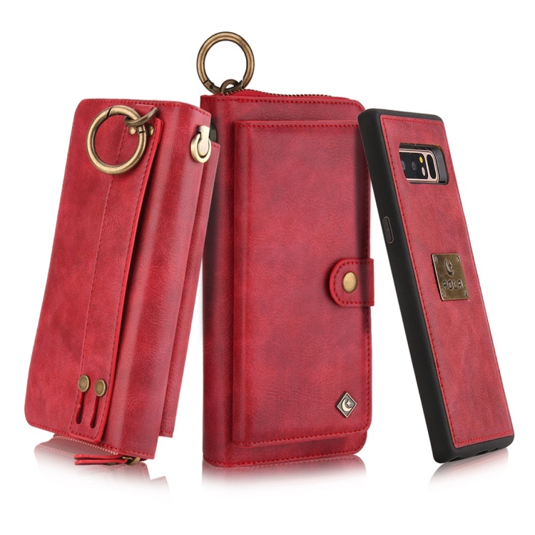 

For Galaxy Note 8 POLA Multi-function Fashion Zipper Magnetic Horizontal Flip Leather Case with Card Slots & Wallet & Photo Frame & Lanyard(Red)