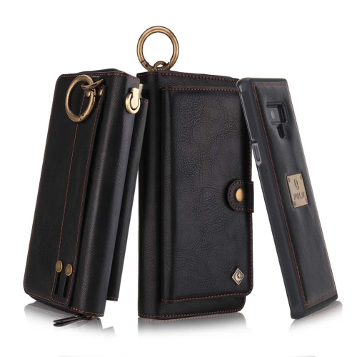 

For Galaxy Note 9 POLA Multi-function Fashion Zipper Magnetic Horizontal Flip Leather Case with Card Slots & Wallet & Photo Frame & Lanyard(Black)