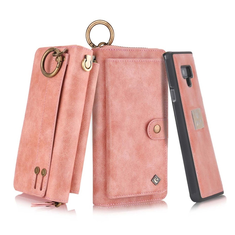 

For Galaxy Note 9 POLA Multi-function Fashion Zipper Magnetic Horizontal Flip Leather Case with Card Slots & Wallet & Photo Frame & Lanyard(Pink)