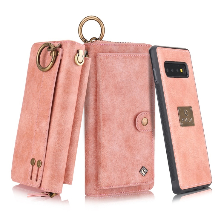 

For Galaxy S10+ POLA Multi-function Fashion Zipper Magnetic Horizontal Flip Leather Case with Card Slots & Wallet & Photo Frame & Lanyard(Pink)
