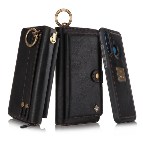 

For Huawei P30 Lite / nova 4 POLA Multi-function Fashion Zipper Magnetic Horizontal Flip Leather Case with Card Slots & Wallet & Photo Frame & Lanyard(Black)