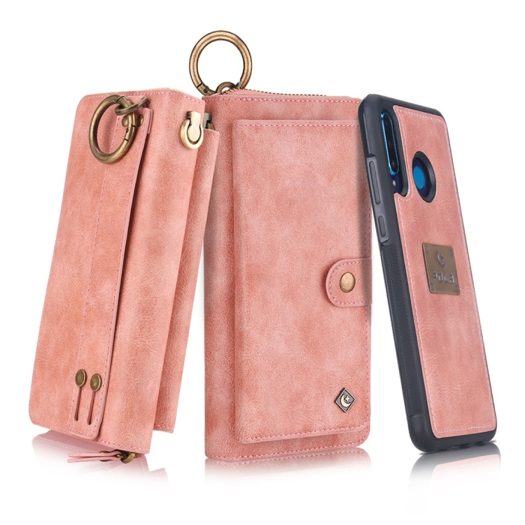 

For Huawei P30 Lite / nova 4 POLA Multi-function Fashion Zipper Magnetic Horizontal Flip Leather Case with Card Slots & Wallet & Photo Frame & Lanyard(Pink)