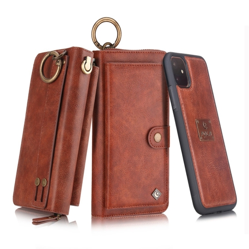 

For iPhone 11 POLA Multi-function Fashion Zipper Magnetic Horizontal Flip Leather Case with Card Slots & Wallet & Photo Frame & Lanyard(Brown)