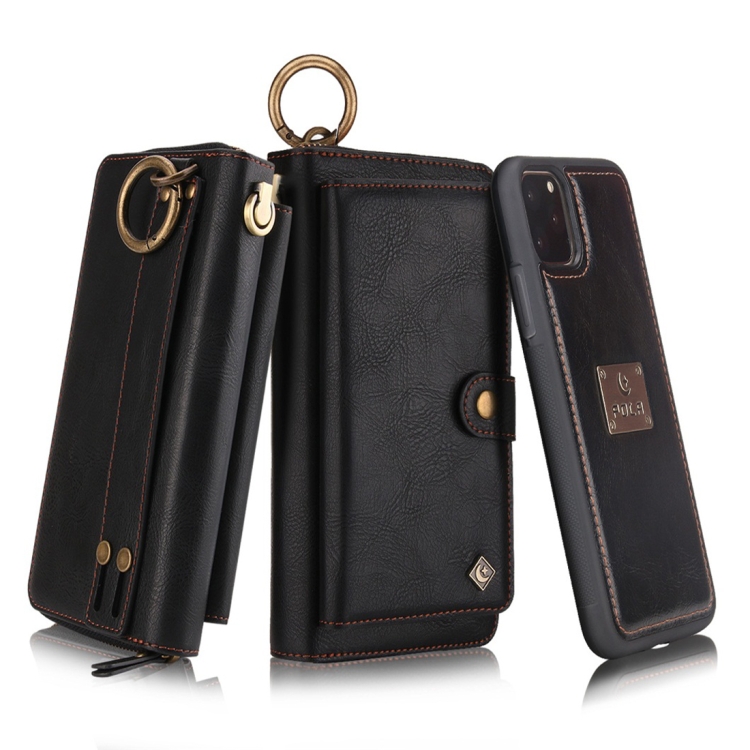 

For iPhone 11 Pro POLA Multi-function Fashion Zipper Magnetic Horizontal Flip Leather Case with Card Slots & Wallet & Photo Frame & Lanyard(Black)