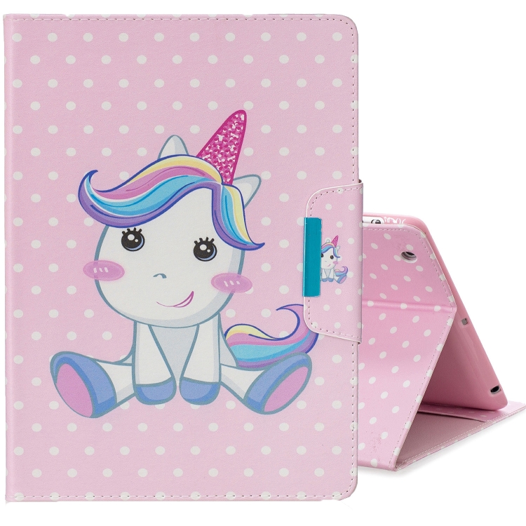 

For iPad 2 / New iPad (iPad 3) / 4 Colored Drawing Pattern Horizontal Flip Leather Case with Holder & Card Slot & Wallet(Cute Unicorn)