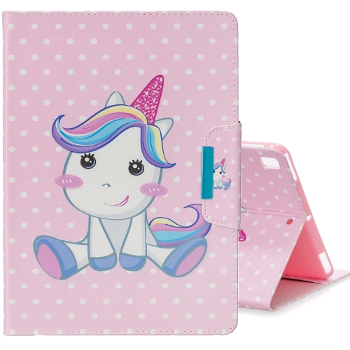 

For iPad Air / Air 2 / iPad 9.7 (2017) / iPad 9.7 (2018) Colored Drawing Pattern Horizontal Flip Leather Case with Holder & Card Slot & Wallet(Cute Unicorn)