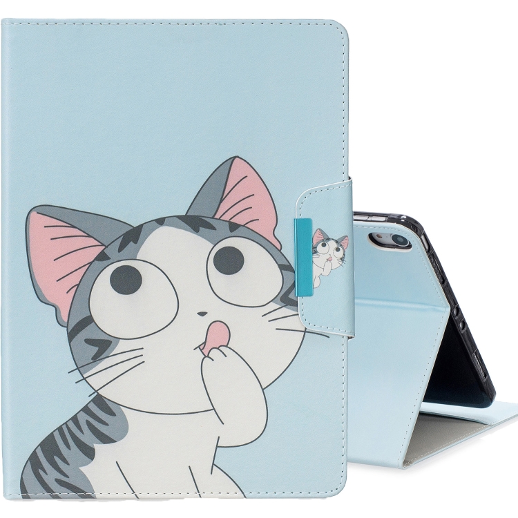 

For iPad Pro 11 inch （2018） Colored Drawing Pattern Horizontal Flip Leather Case with Holder & Card Slot & Wallet(Cat)