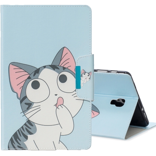 

For Galaxy Tab A 10.5 T590 Colored Drawing Pattern Horizontal Flip Leather Case with Holder & Card Slot & Wallet(Cat)