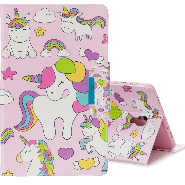 

For Galaxy Tab A 10.5 T590 Colored Drawing Pattern Horizontal Flip Leather Case with Holder & Card Slot & Wallet(Multiple Unicorns)