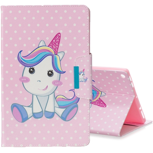 

For Amazon Kindle Fire HD8 Colored Drawing Pattern Horizontal Flip Leather Case with Holder & Card Slot & Wallet(Cute Unicorn)