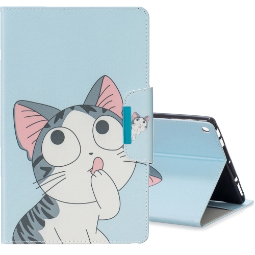 

For Amazon Kindle Fire HD10 Colored Drawing Pattern Horizontal Flip Leather Case with Holder & Card Slot & Wallet(Cat)