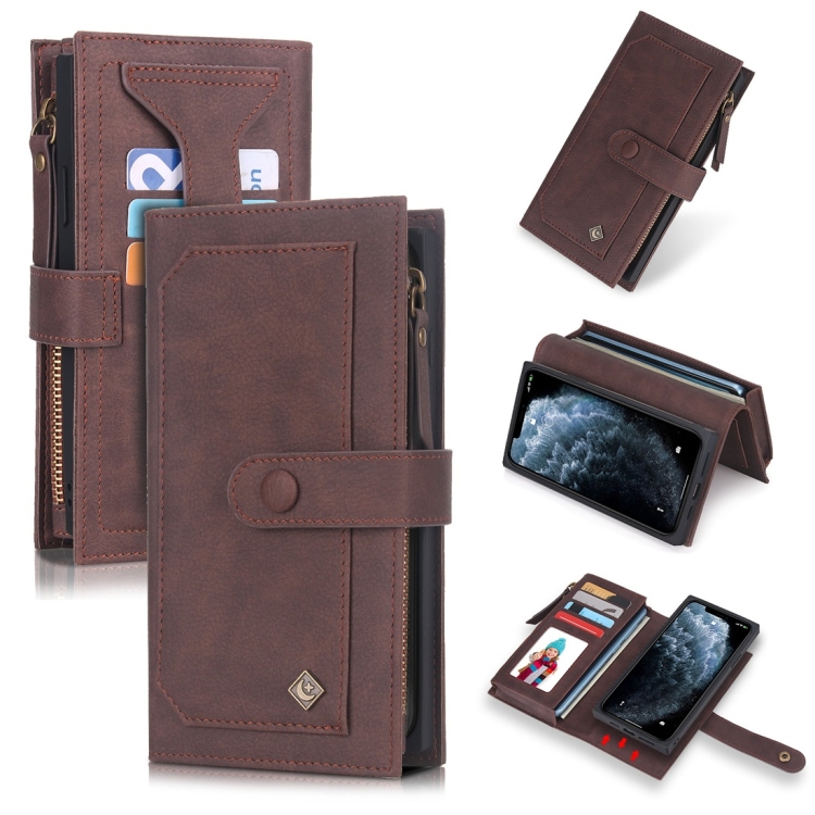 

For iPhone 11 Pro Max POLA Multi-function Fashion Magnetic Horizontal Flip Leather Case with Card Slots & Wallet & Photo Frame & Holder(Brown)