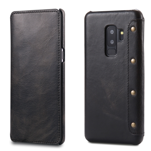 

For Galaxy S9 Plus Denior Oil Wax Cowhide Simple Horizontal Flip Leather Case with Card Slots & Wallet(Black)