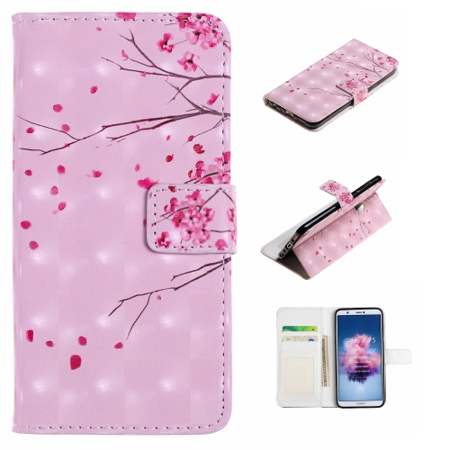 

For Huawei Enjoy 7S Embossed Painted Pattern Left Right Leather case with Stand & Card Slot & Wallet & Photo Frame(Peach Tree Branch)