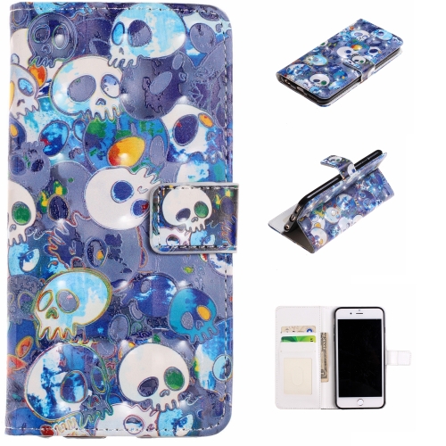 

For iPhone 6 Embossed Painted Pattern Left Right Leather case with Stand & Card Slot & Wallet & Photo Frame(Blue Ghost Head)