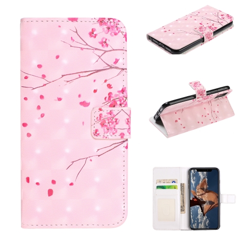 

For iPhone 11 Embossed Painted Pattern Left Right Leather case with Stand & Card Slot & Wallet & Photo Frame(Peach Tree Branch)