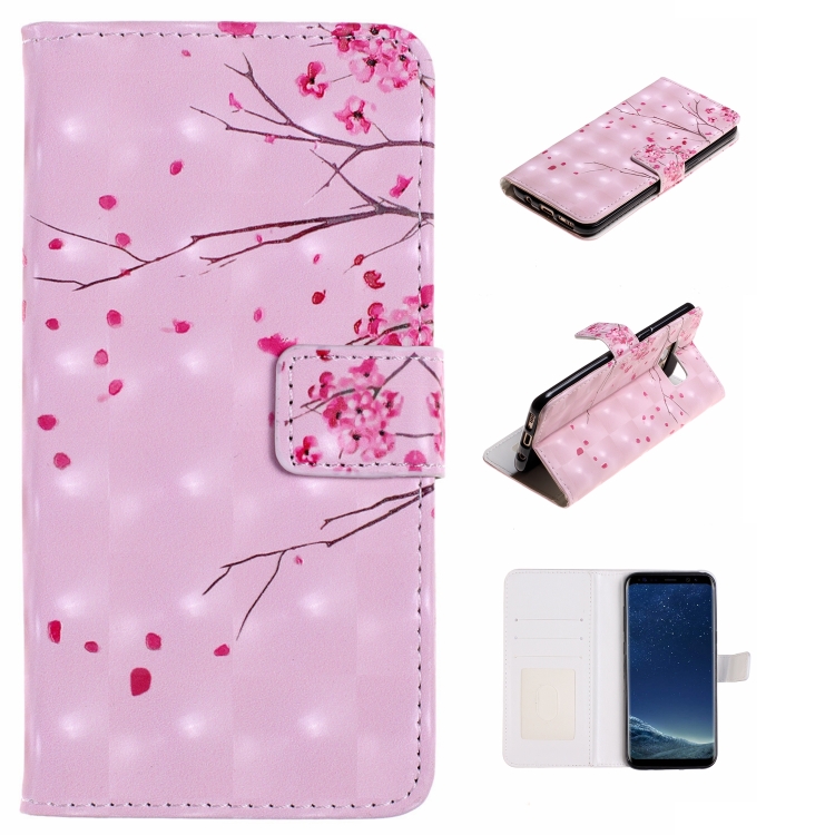 

For Galaxy S8+ Embossed Painted Pattern Left Right Leather case with Stand & Card Slot & Wallet & Photo Frame(Peach Tree Branch)