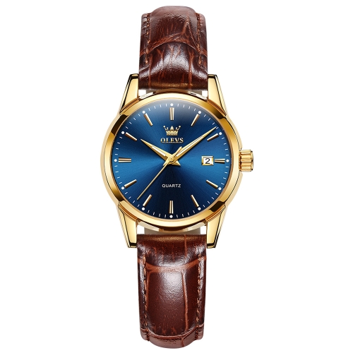 

OLEVS 6898 Women Fashion Waterproof Dual Calendar Quartz Watch(Brown Blue)