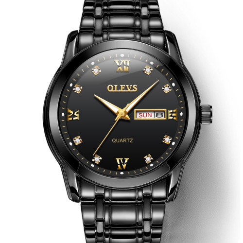 

OLEVS 8691 Men Business Luminous Dual Calendar Design Waterproof Quartz Watch(Black)