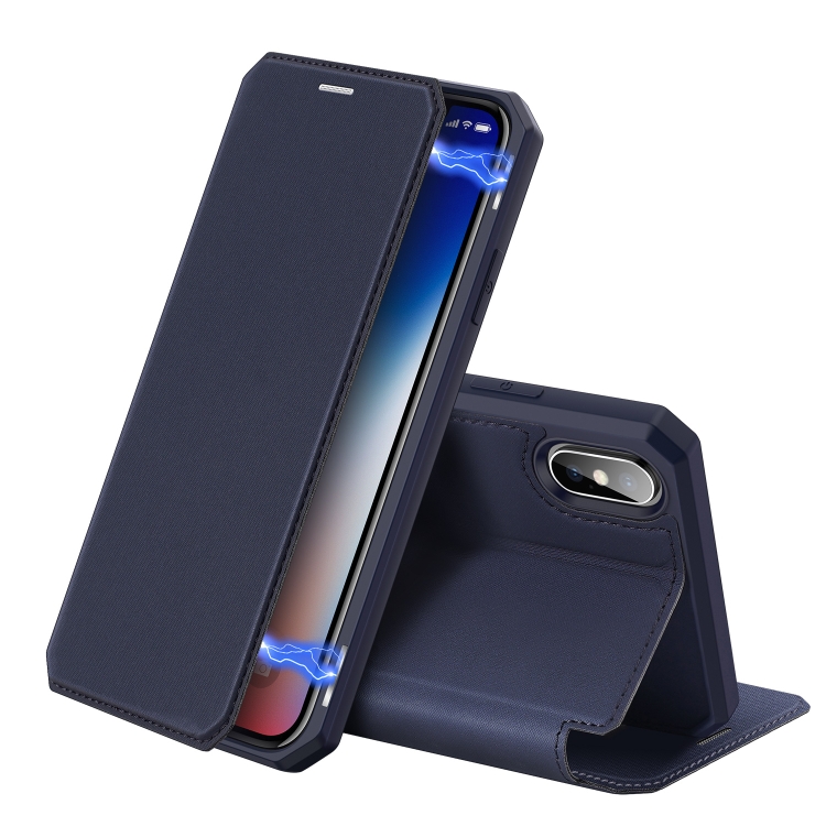 

For iPhone XS / X DUX DUCIS Skin X Series PU + TPU Horizontal Flip Leather Case with Holder & Card Slot(Blue)