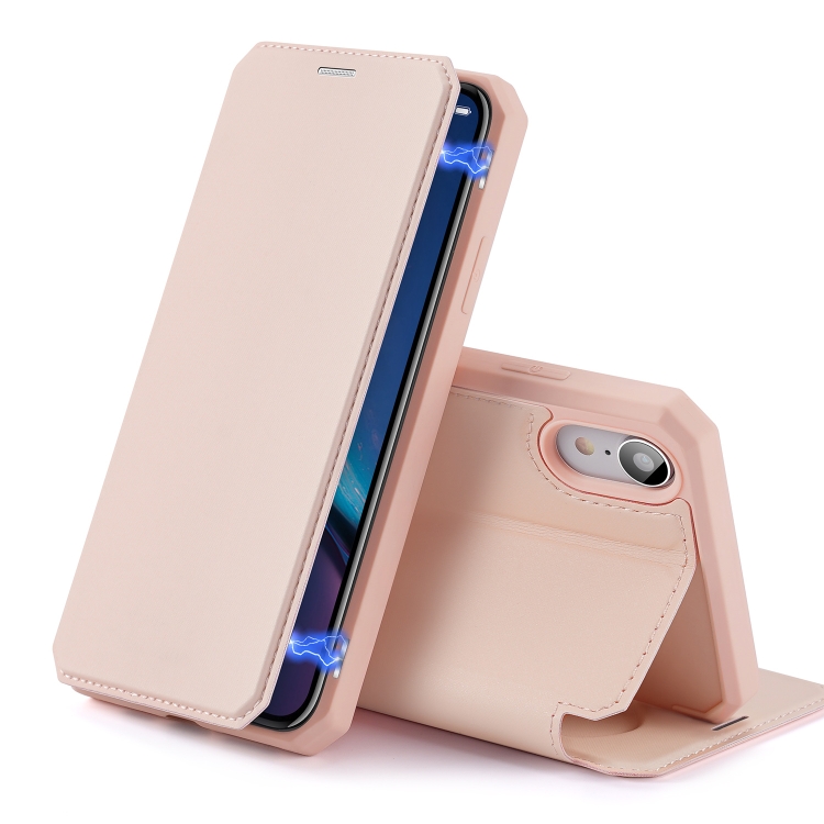 

For iPhone XR DUX DUCIS Skin X Series PU + TPU Horizontal Flip Leather Case with Holder & Card Slot(Pink)