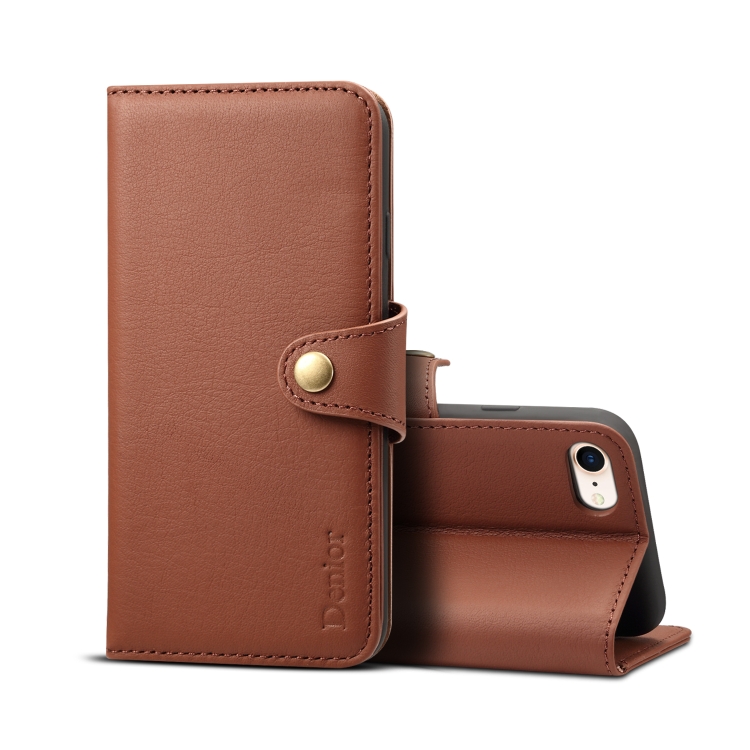 

For iPhone 7 / 8 Denior V2 Luxury Car Cowhide Horizontal Flip Leather Case with Wallet(Brown)
