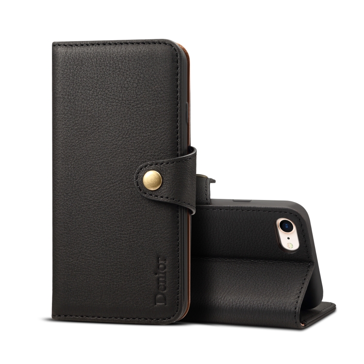 

For iPhone 7 Plus / 8 Plus Denior V2 Luxury Car Cowhide Horizontal Flip Leather Case with Wallet(Black)