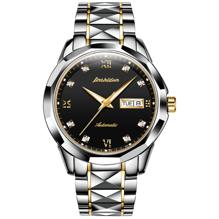 

JIN SHI DUN 8813 Fashion Waterproof Luminous Automatic Mechanical Watch, Style:Men(Silver Gold Black)