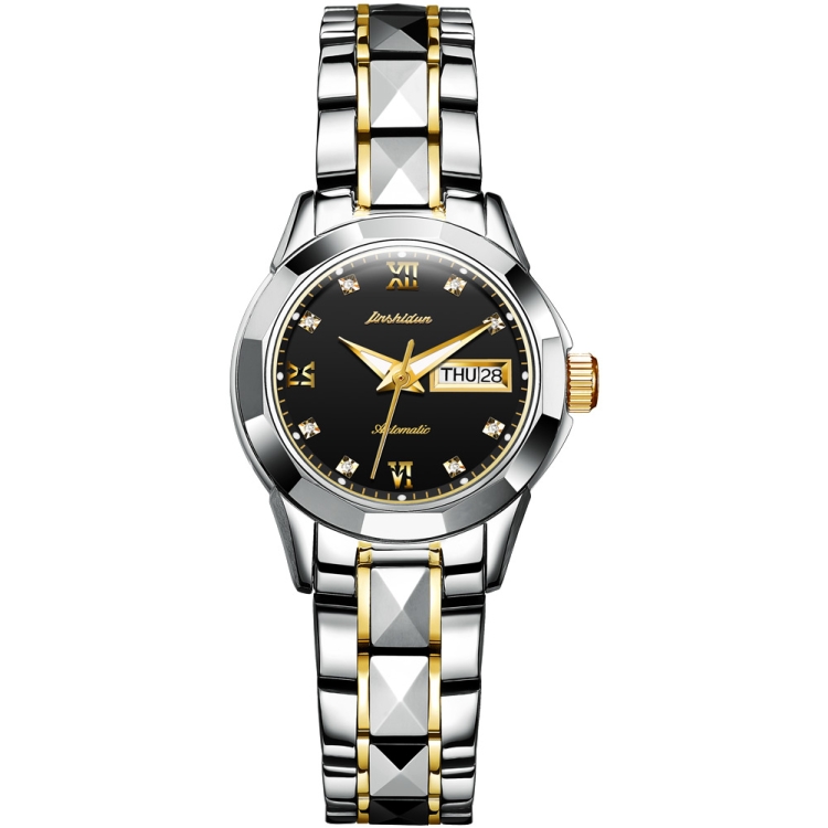 

JIN SHI DUN 8813 Fashion Waterproof Luminous Automatic Mechanical Watch, Style:Women(Silver Gold Black)