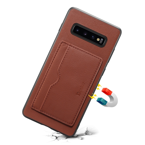 

For Galaxy S10 Denior V3 Luxury Car Cowhide Leather Protective Case with Holder & Card Slot(Brown)