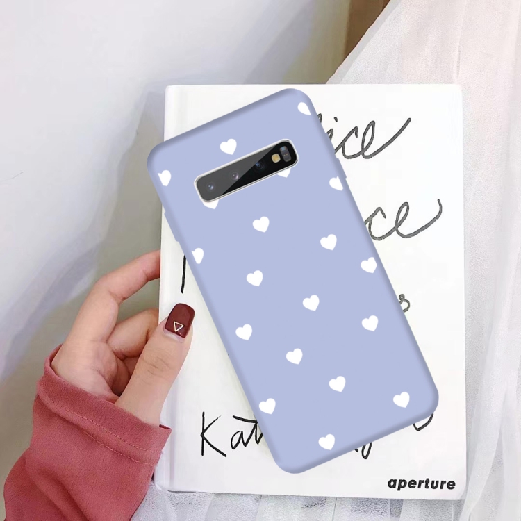 

For Galaxy S10+ Multi Love Heart Pattern Frosted TPU Protective Case(Light Purple)