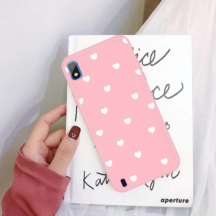 

For Galaxy A10 Multi Love Heart Pattern Frosted TPU Protective Case(Pink)