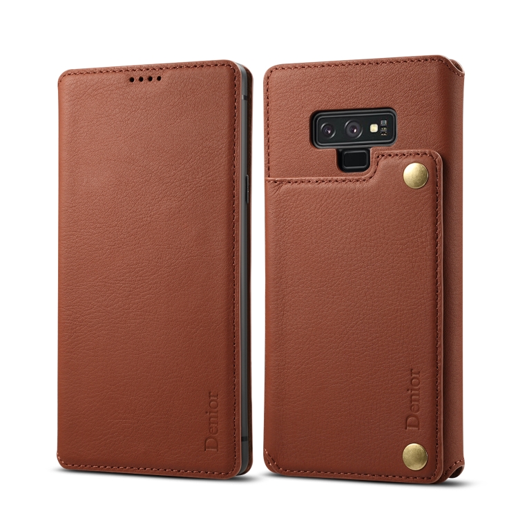 

For Galaxy Note9 Denior V4 Luxury Car Cowhide Horizontal Flip Leather Case with Holder & Card Slots & Wallet(Brown)
