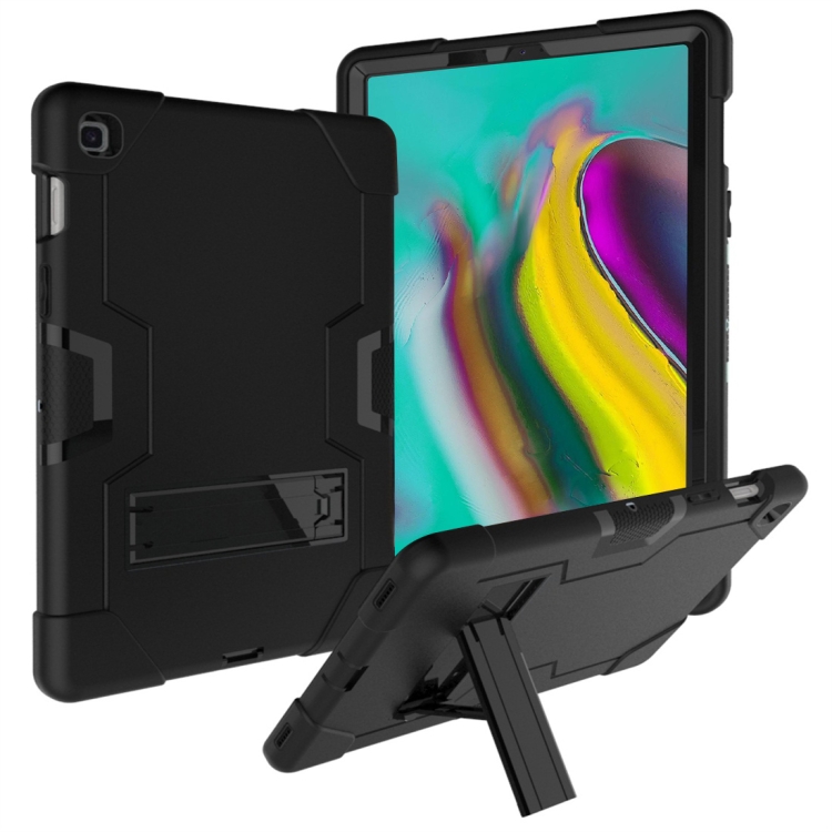 

For Galaxy Tab S5e T720 Contrast Color Silicone + PC Combination Case with Holder(Black )
